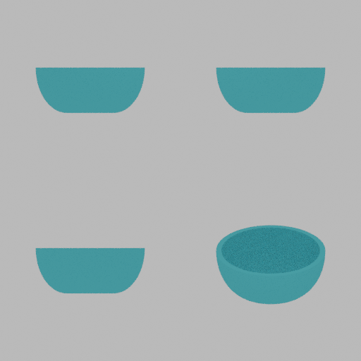 Four-view design drawing of the 1Contour Bowl planter