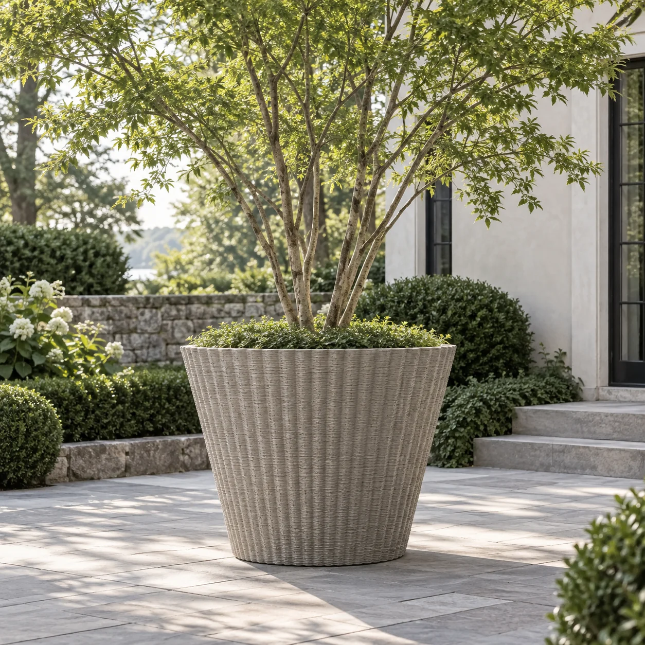 Fluted concrete planter concept
